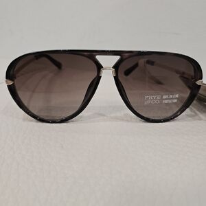 FRYE AND CO. Dark Brown Aviator Sunglasses Metal Trend 2026